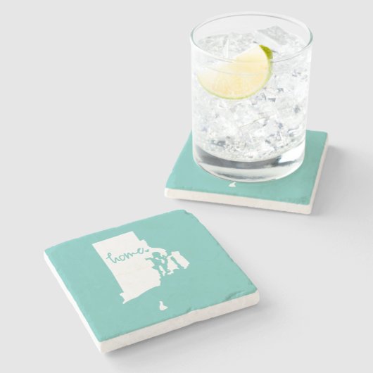 Zuhause-Rhode Island Gewohnheits-Farbe Steinuntersetzer (Seitenansicht)