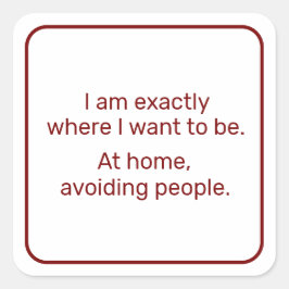 Zuhause (rot) quadratischer aufkleber