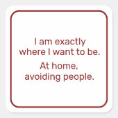 Zuhause (rot) quadratischer aufkleber (Vorderseite)