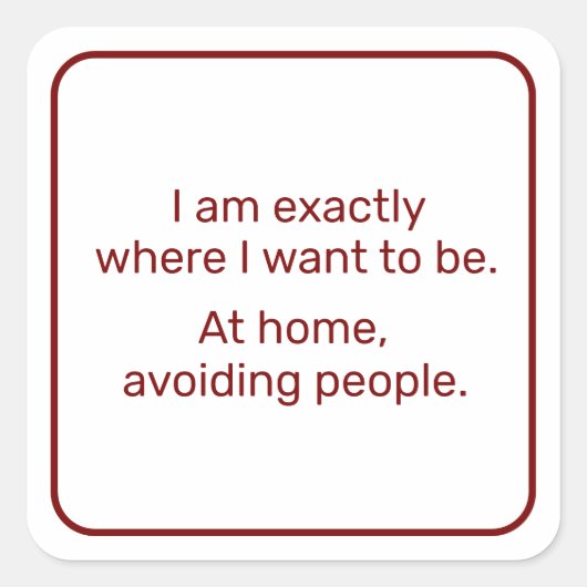 Zuhause (rot) quadratischer aufkleber (Vorderseite)