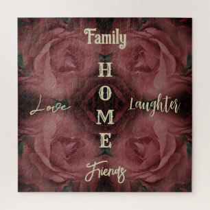 Zuhause Rote Rose Abstrakt Inspirationswörter Puzzle