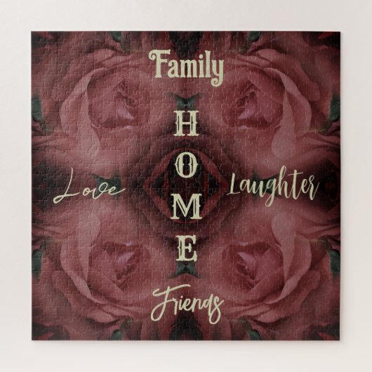 Zuhause Rote Rose Abstrakt Inspirationswörter Puzzle (Vertikal)