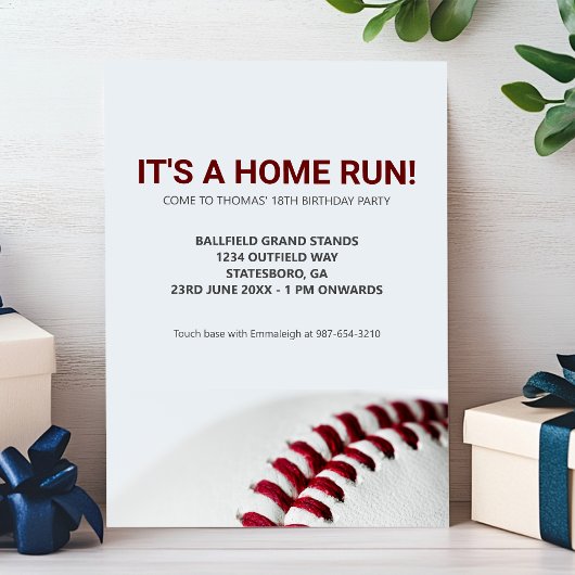 Zuhause Run Baseball Geburtstag Einladung