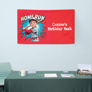 Zuhause Run Boy Baseball Birthday Bash Banner