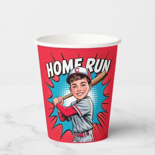 Zuhause Run Boy Baseball Birthday Bash Pappbecher (Rückseite)