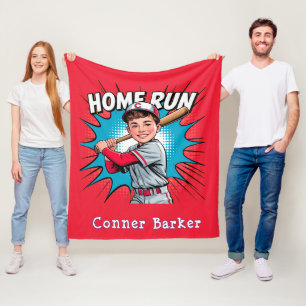 Zuhause Run Boy Baseball Geburtstag Bash Geschenk Fleecedecke