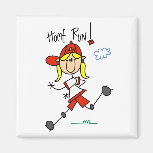 Zuhause Run Girls Softball-T - Shirt und Geschenke Magnet (Vorne)