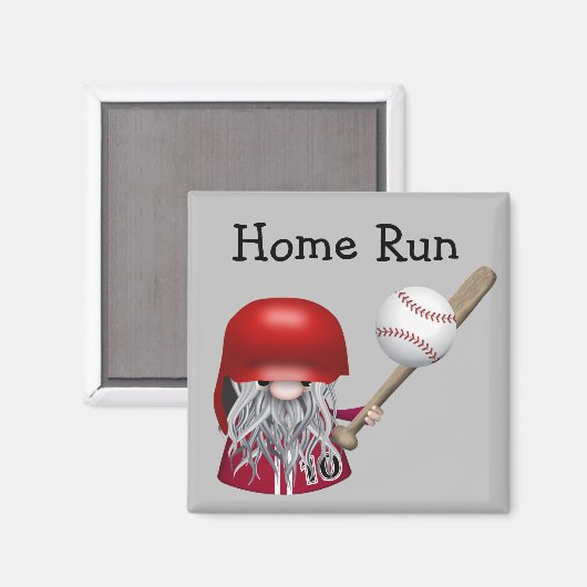 Zuhause Run Gnome Baseball Magnet (Vorderseite/Rückseite)