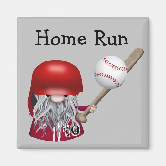 Zuhause Run Gnome Baseball Magnet (Vorne)