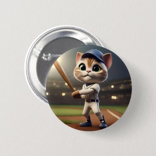 Zuhause Run Hitter: Die 3D-Baseball-Katze nimmt ei Button (Vorne & Hinten)
