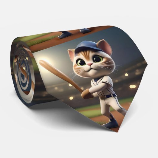 Zuhause Run Hitter: Die 3D-Baseball-Katze nimmt ei Krawatte (Gerollt)