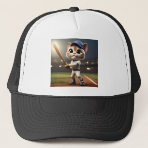 Zuhause Run Hitter: Die 3D-Baseball-Katze nimmt ei Truckerkappe