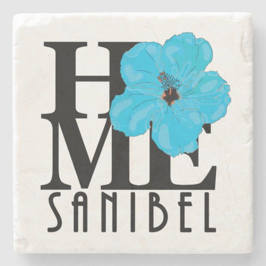 ZUHAUSE Sanibel Blue Hibiskus Steinuntersetzer (Vorderseite)