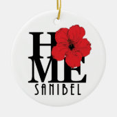 ZUHAUSE Sanibel Red Hibiskus Keramik Ornament (Vorne)