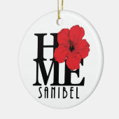 ZUHAUSE Sanibel Red Hibiskus Keramik Ornament (Links)