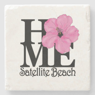 ZUHAUSE Satellitenstrand-Rosa-Hibiskus Steinuntersetzer
