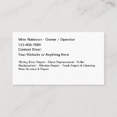 Zuhause-Schiebetüren und Reparatur von Visitenkart Visitenkarte (Rückseite)