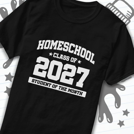 Zuhause School Student der Monatsklasse 2027 T-Shirt