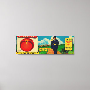 Zuhause-Schutz-Pfirsich LabelMansfield, OH- Leinwanddruck