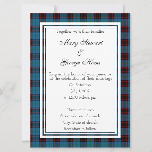 Zuhause Scottish Wedding Einladung (Vorderseite)