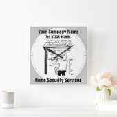 Zuhause Security Services Cartoon Quadratische Wanduhr (Zuhause)