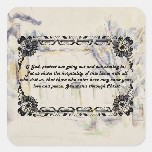 Zuhause Segen Gebet Religiöse Zitate Quadratischer Aufkleber (Vorderseite)