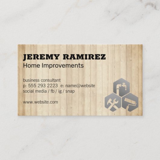 Zuhause-Service-Symbol | Holzkappen Visitenkarte (Vorderseite)