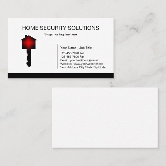 Zuhause-Sicherheits-Geschäfts-Karten Visitenkarte (Vorne/Hinten)