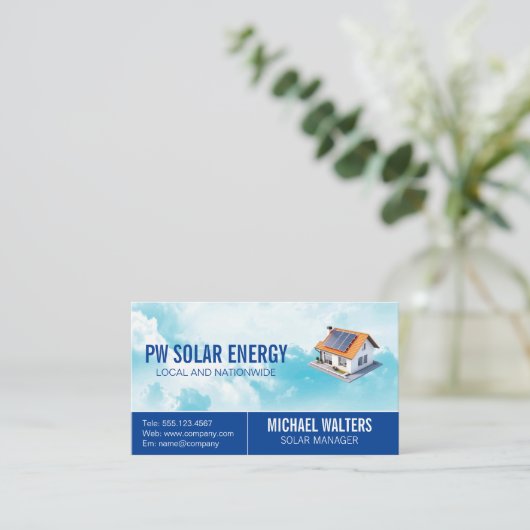 Zuhause Solar | Power für saubere Energie Visitenkarte (Stehend Vorderseite)