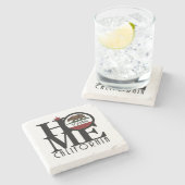 ZUHAUSE Solvang California Steinuntersetzer (Seitenansicht)