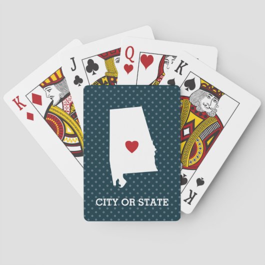 Zuhause Staat Artwork mit City Option - Alabama Spielkarten (Rückseite)