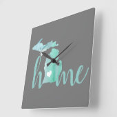 Zuhause Staat ist Michigan Silhouette Quadratische Wanduhr (Winkel)