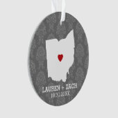 Zuhause Staat Karte - Custom Wedding Ohio Ornament (Vorderseite)