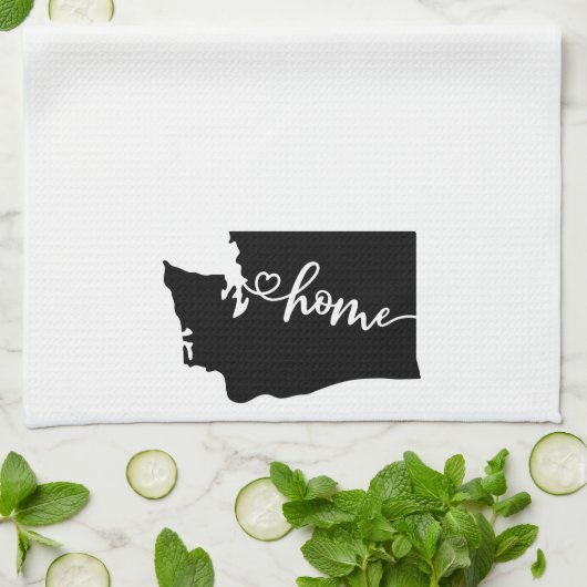 Zuhause Staat Kontur Heart Washington Geschirrtuch (Gefaltet)