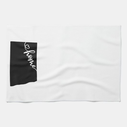 Zuhause Staat Kontur Herz Nord Dakota Geschirrtuch (Horizontal)