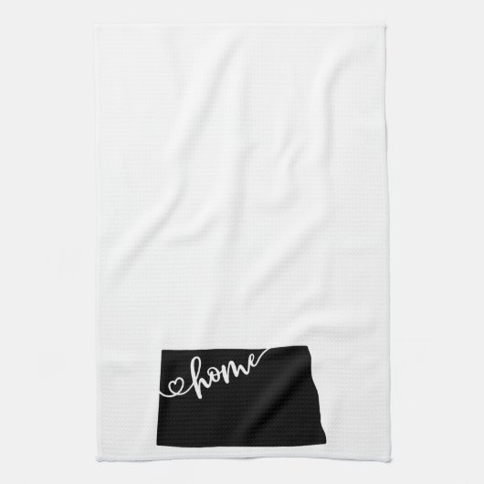 Zuhause Staat Kontur Herz Nord Dakota Geschirrtuch (Vertikal)