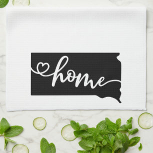 Zuhause Staat Kontur Herz Süd Dakota Geschirrtuch