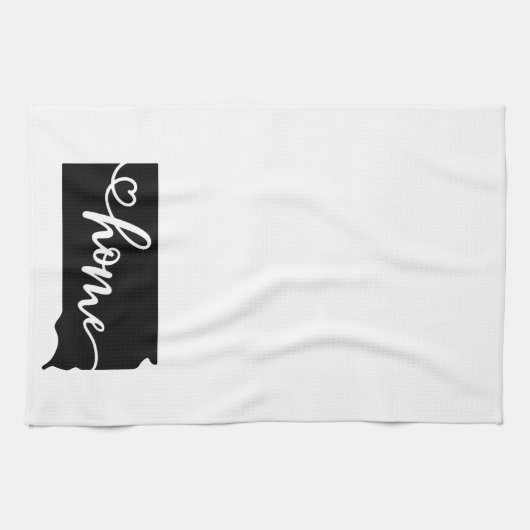 Zuhause Staat Kontur Herz Süd Dakota Geschirrtuch (Horizontal)