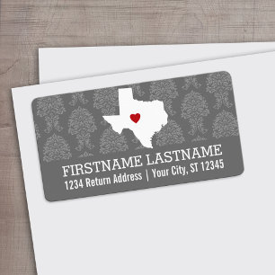 Zuhause Staat Map Art - Custom Wedding Texas Adressaufkleber