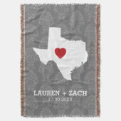 Zuhause Staat Map Art - Custom Wedding Texas Decke (Vorderseite Vertikal)