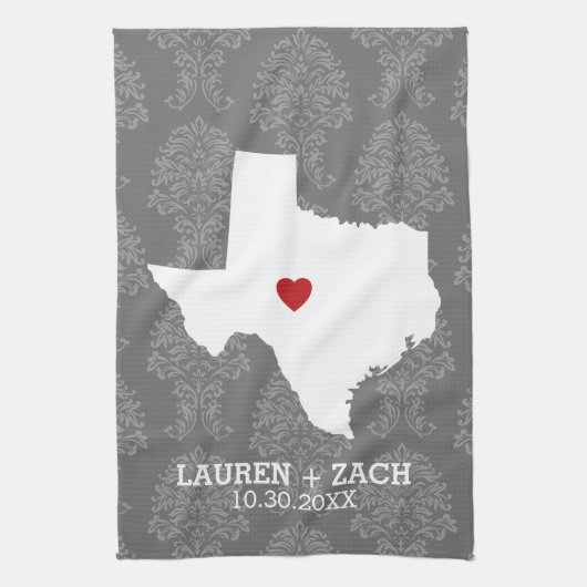 Zuhause Staat Map Art - Custom Wedding Texas Handtuch (Vertikal)