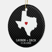 Zuhause Staat Map Art - Custom Wedding Texas Keramik Ornament (Links)