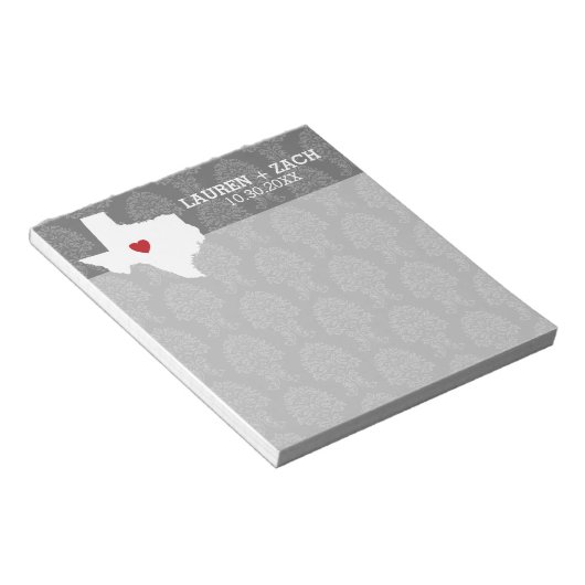 Zuhause Staat Map Art - Custom Wedding Texas Notizblock (angewinkelt)