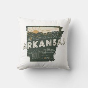 Zuhause Staat Retro Color Arkansas Kissen
