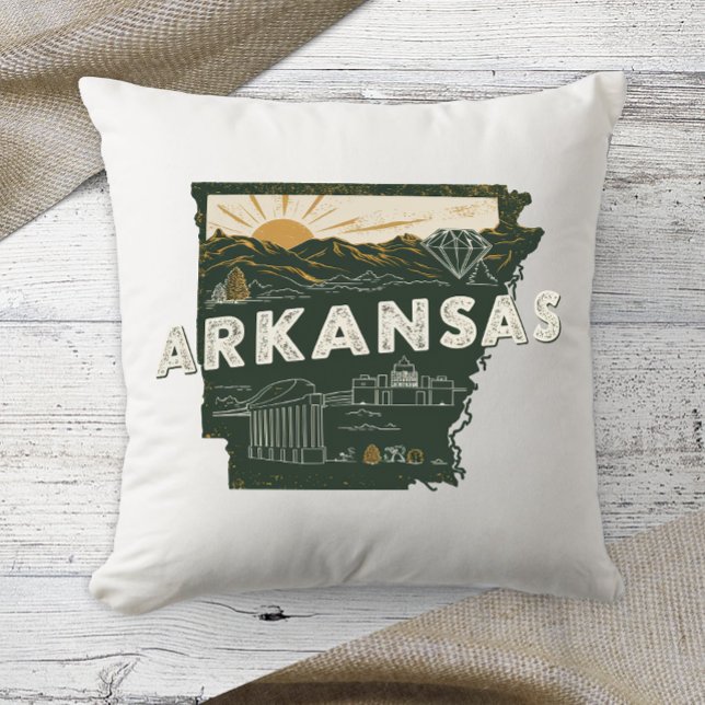 Zuhause Staat Retro Color Arkansas Kissen (Von Creator hochgeladen)