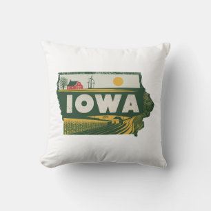 Zuhause Staat Retro Color Iowa Kissen