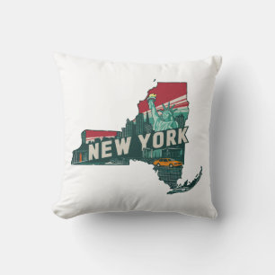 Zuhause Staat Retro Color New York Kissen