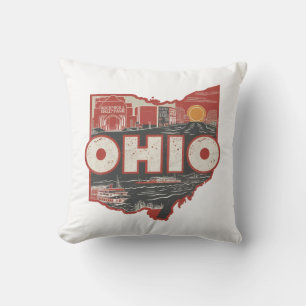 Zuhause Staat Retro Color Ohio Kissen