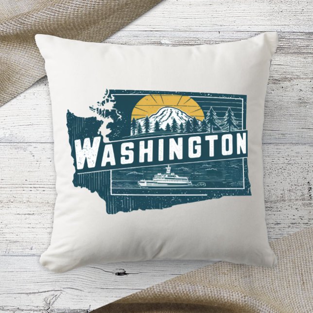 Zuhause Staat Washington Retro Color Kissen (Von Creator hochgeladen)