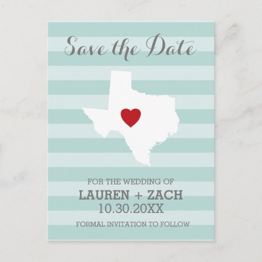 Zuhause Staat Wedding speichern das Datum Texas Ankündigungspostkarte (Vorderseite)